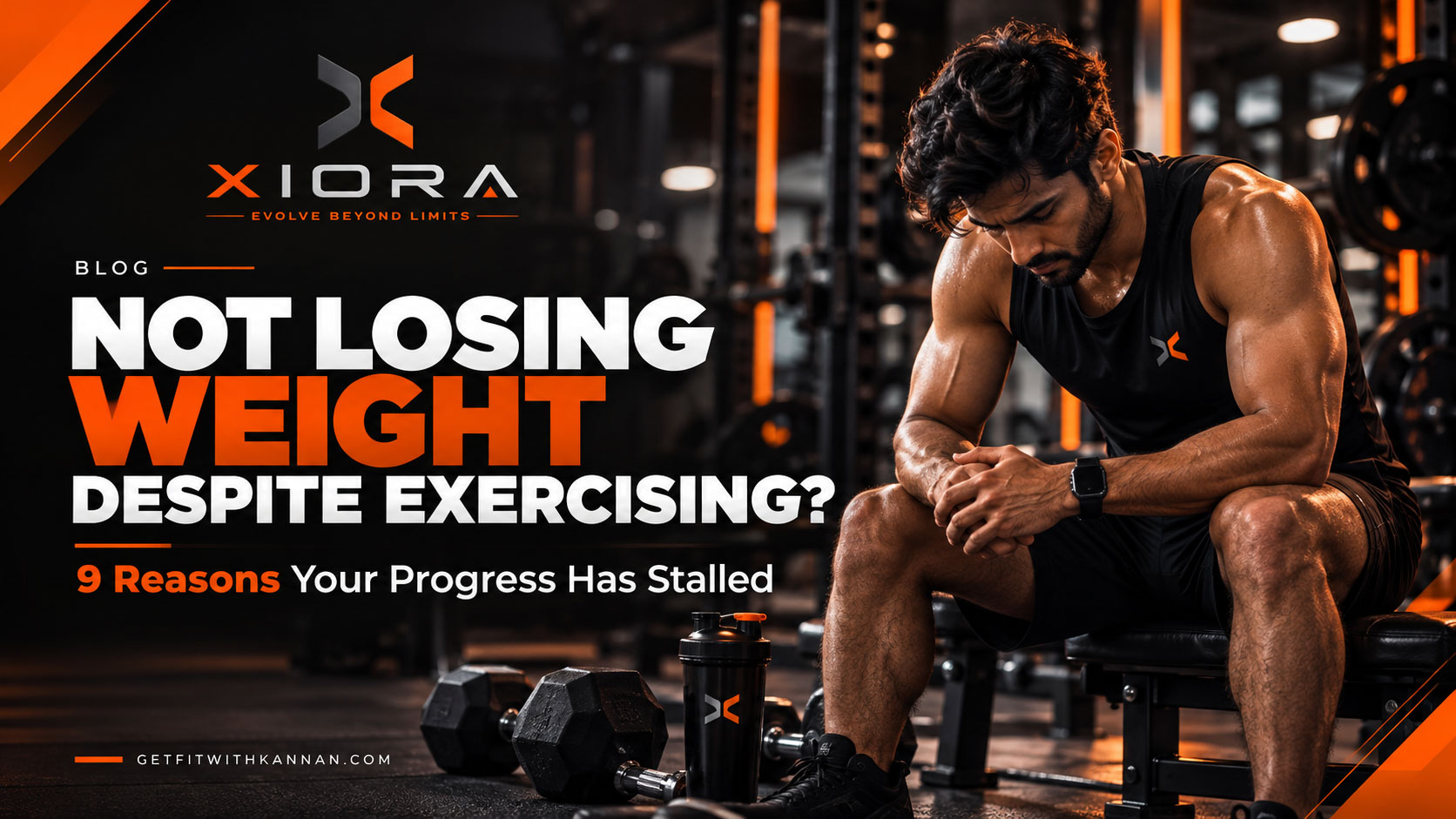 Xiora fitness blog cover about not losing weight despite exercising and 9 reasons for a weight-loss plateau.